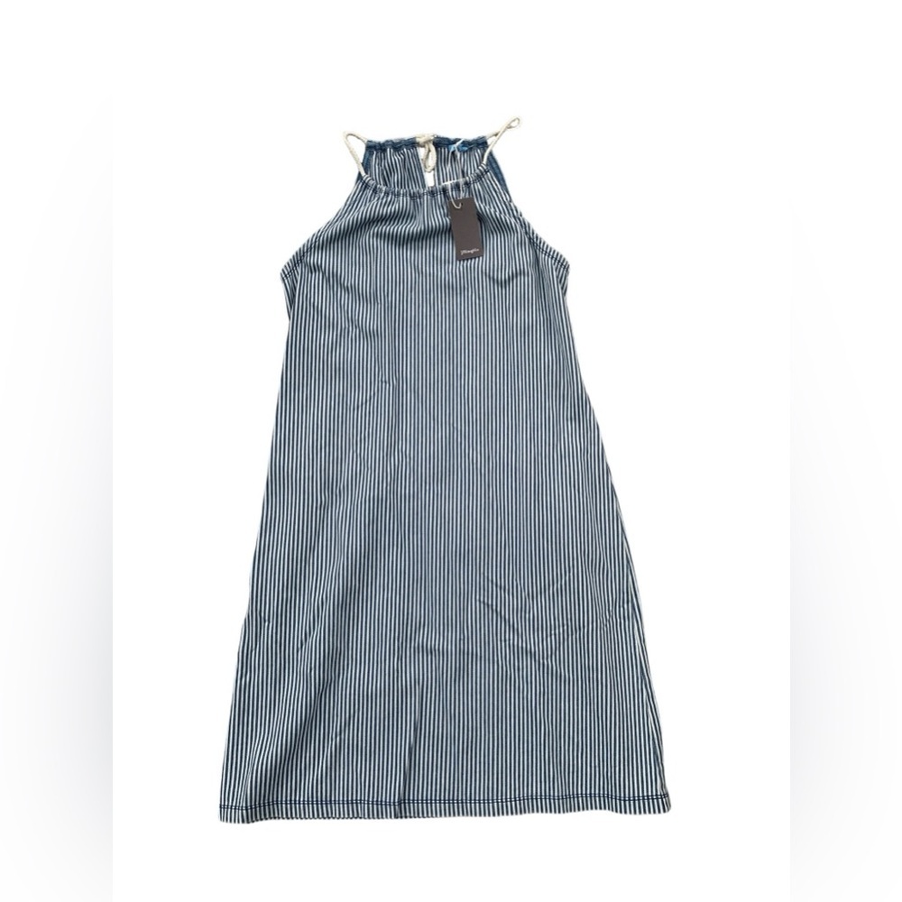 J. McLaughlin NWT Large Maria Stretch Halter Shift Dress in Indigo White Stripe